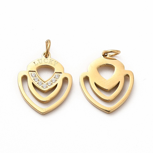 

PandaHall Ion Plating(IP) 304 Stainless Steel Pendants, with Rhinestone, Real 14K Gold Plated, 14x12x1mm, Hole: 2mm 304 Stainless Steel...