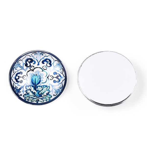 

PandaHall Glass Cabochons, Half Round with Kaleidoscope Pattern, Colorful, 25x7.5mm Glass Half Round Multicolor