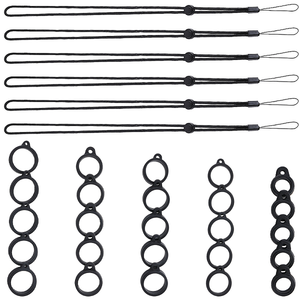 

PandaHall GORGECRAFT 46Pcs Anti-Lost Necklace Lanyard Set Including 40Pcs 5 Sizes Silicone Rubber Rings 6Pcs Black Rubber Adjustable Lanyard...