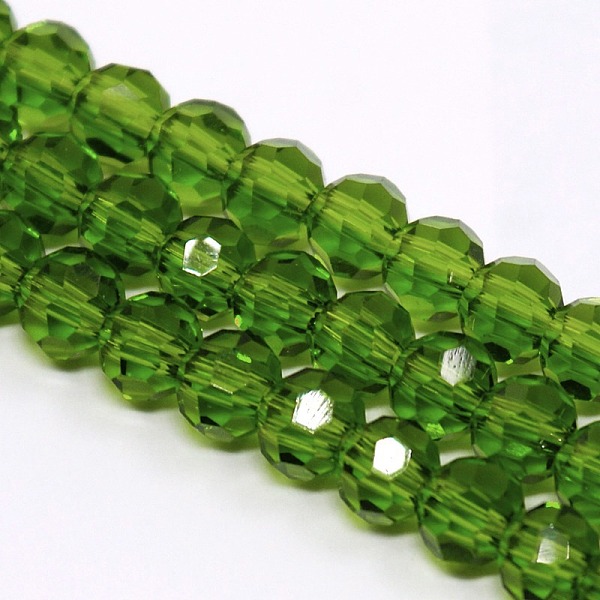 

PandaHall Faceted(32 Facets) Round Glass Beads Strands, Green, 4mm, Hole: 1mm, about 98pcs/strand, 13.7 inch Glass Round Green