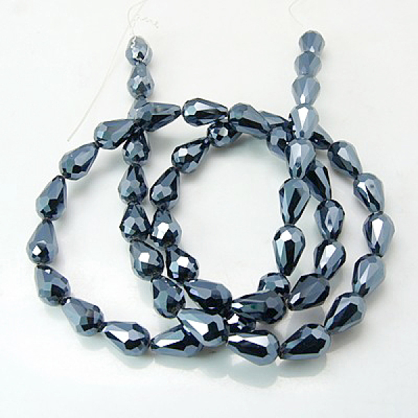 

PandaHall Electroplate Glass Beads Strands, Faceted, teardrop, Black Plated, 12x8mm, Hole: 1mm, about 60pcs/strand, 27.1 inch Glass Teardrop