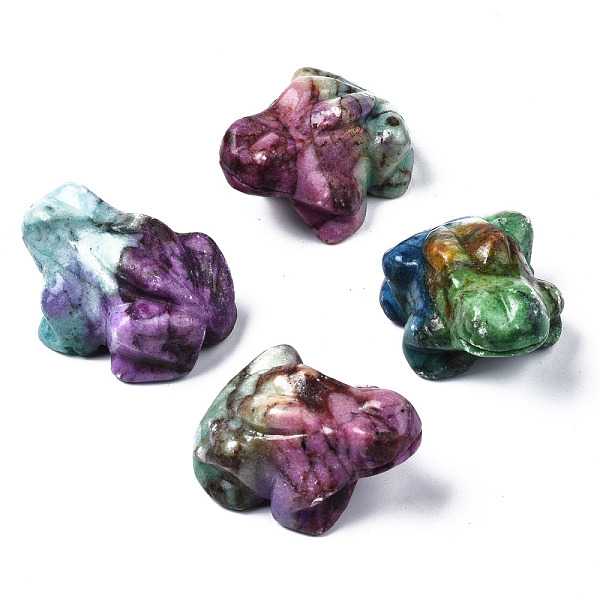 

PandaHall Frog Natural Map Stone/Picasso Stone/Picasso Jasper Model Ornament, for Desk Home Display Decorations, Dyed & Heated, Mixed Color..., Multicolor
