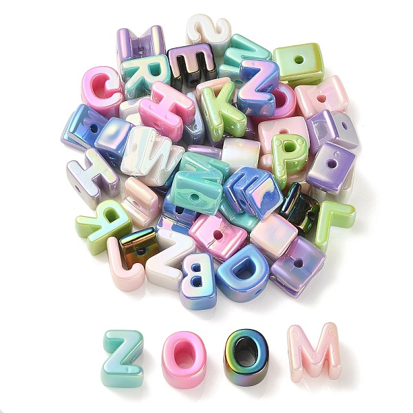 

PandaHall UV Plating Rainbow Iridescent Acrylic Beads, Random Mixed Letters, Mixed Color, 20~21x14~20.5x8.5~20.5mm, Hole: 3.5mm Acrylic..., Multicolor