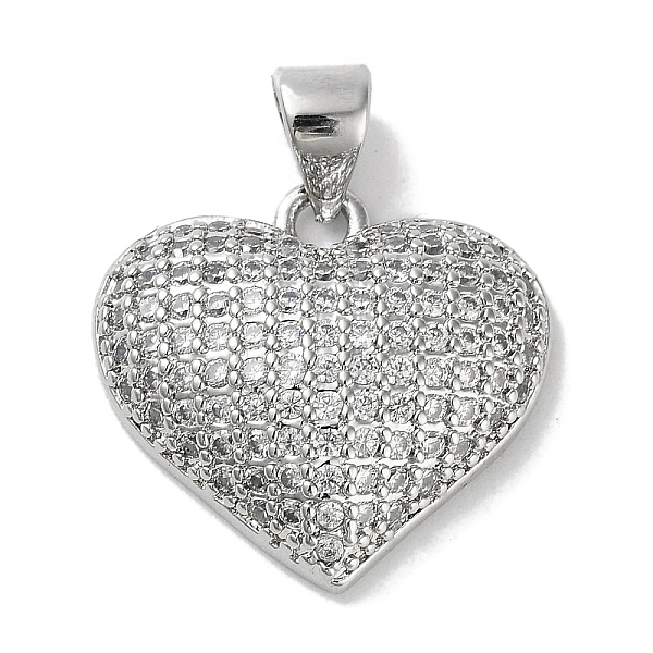 

PandaHall Rack Plating Brass Micro Pave Clear Cubic Zirconia Pendants, Lead Free & Cadmium Free, Long-Lasting Plated, Heart, Platinum...