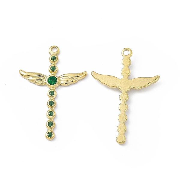 

PandaHall Ion Plating(IP) 304 Stainless Steel Pendant with Rhinestone, Cross Charms, Fern Green, 35x23.5x3mm, Hole: 1.8mm Stainless...