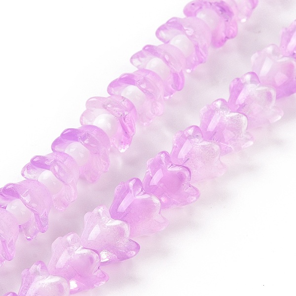 

PandaHall Transparent Glass Beads Strands, Flower, Plum, 11~12x7.5~8mm, Hole: 1.4mm, about 50pcs/strand, 11.42''(29cm) Glass Flower Purple