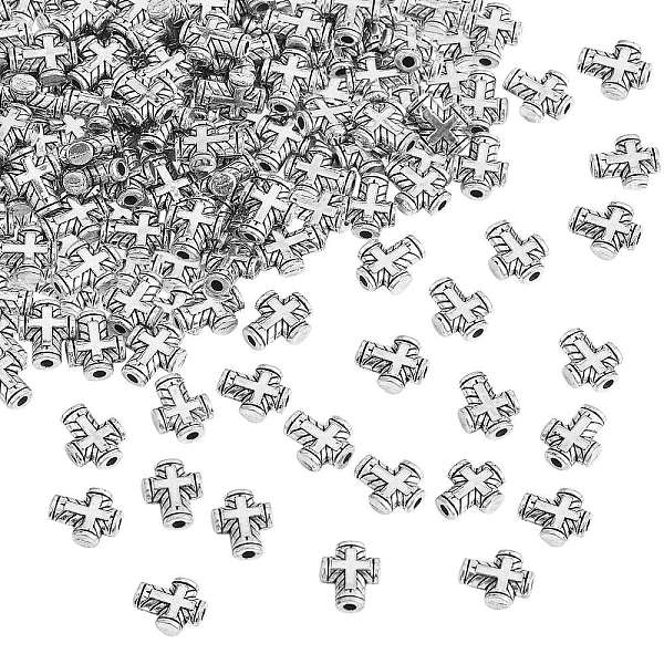 

PandaHall 100Pcs Tibetan Style Alloy Beads, Cross, Antique Silver, 10x8.5x3mm, Hole: 1.8mm Alloy Cross