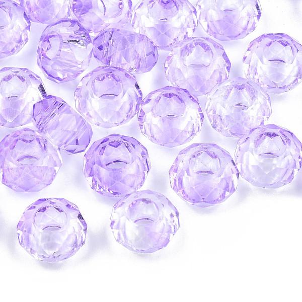 

PandaHall Glass European Beads, Large Hole Beads, No Metal Core, Rondelle, Lilac, 14x8mm, Hole: 5mm Glass Rondelle Purple