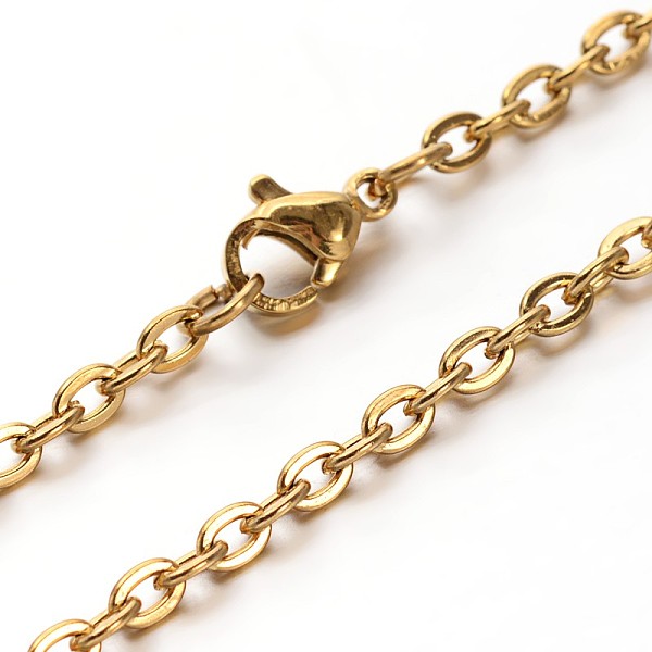 

PandaHall 304 Stainless Steel Cable Chains Necklaces, with Lobster Clasps, Golden, 29.5 inch(74.9cm) 304 Stainless Steel