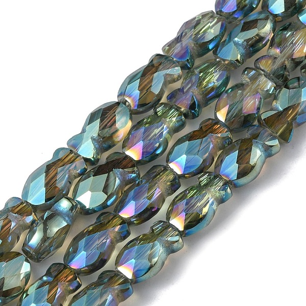 

PandaHall Transparent Electroplate Glass Beads Strands, Rainbow Plated, Faceted, Fish, Dark Slate Gray, 10.5x6x5mm, Hole: 1.4mm, about...