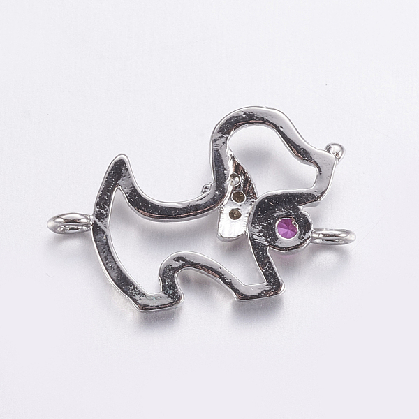 

PandaHall Brass Micro Pave Cubic Zirconia Puppy Links connectors, Long-Lasting Plated, Real Platinum Plated, Dog Silhouette, 10x16x2.5mm...