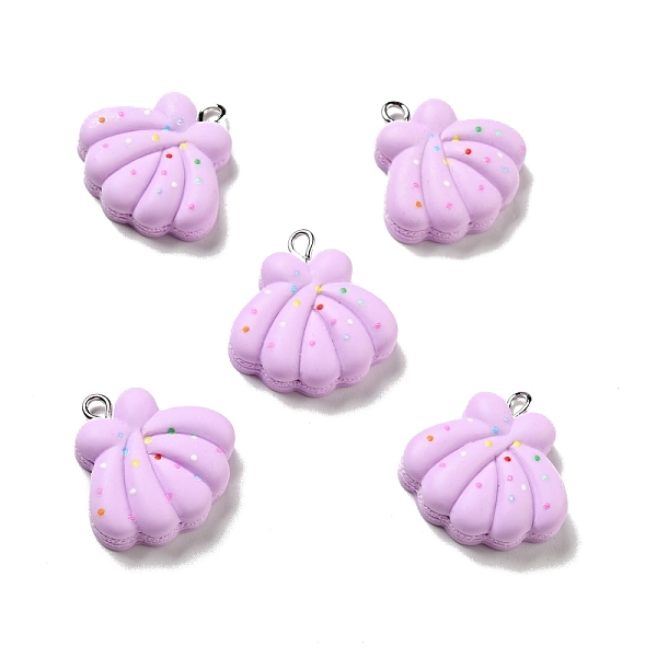 

PandaHall Opaque Resin Pendants, Shell Charm, with Platinum Tone Iron Loops, Lilac, 24x23x7mm, Hole: 2x2.5mm Iron+Resin Shell Shape Purple