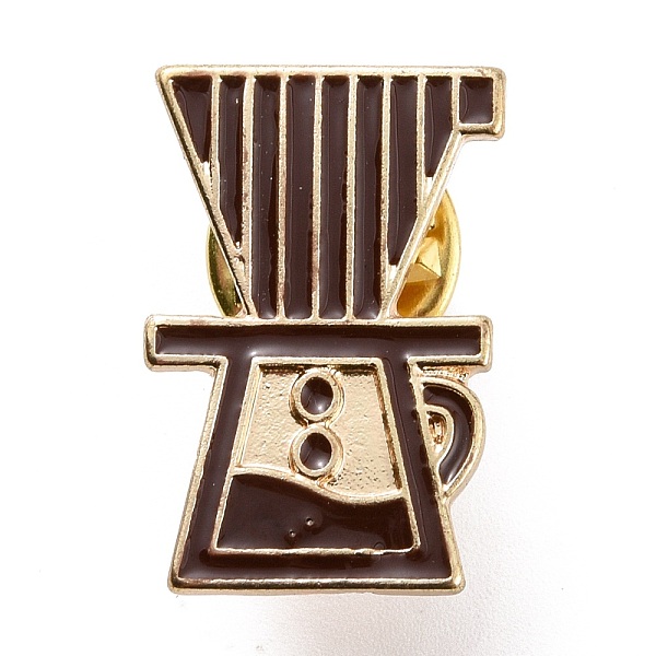 PandaHall Coffee Maker Enamel Pin, Light Gold Plated Alloy Badge for Backpack Clothes, Coconut Brown, 23.5x15.5x1.5mm Alloy+Enamel