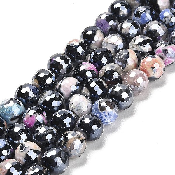 

PandaHall Electroplated Natural Fire Crackle Agate Round Beads Strands, Dyed & Heated, Faceted(128 Facets), Mixed Color, 10mm, Hole: 1.4mm..., Multicolor