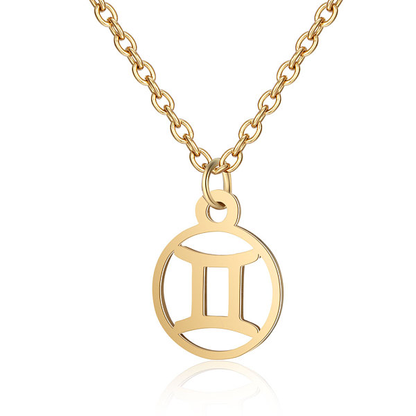 

PandaHall 201 Stainless Steel Pendants Necklaces, Flat Round with Constellations, Gemini, 16.3 inch(40cm)x1mm 201 Stainless Steel Gemini