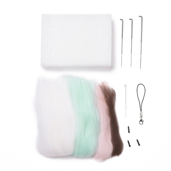 

PandaHall DIY Pendant Decoration Needle Felting Kit, with Iron Needles, Foam Chassis & Wool, Iron Eye Pins, Lobster Claw Clasp Strap..., Green