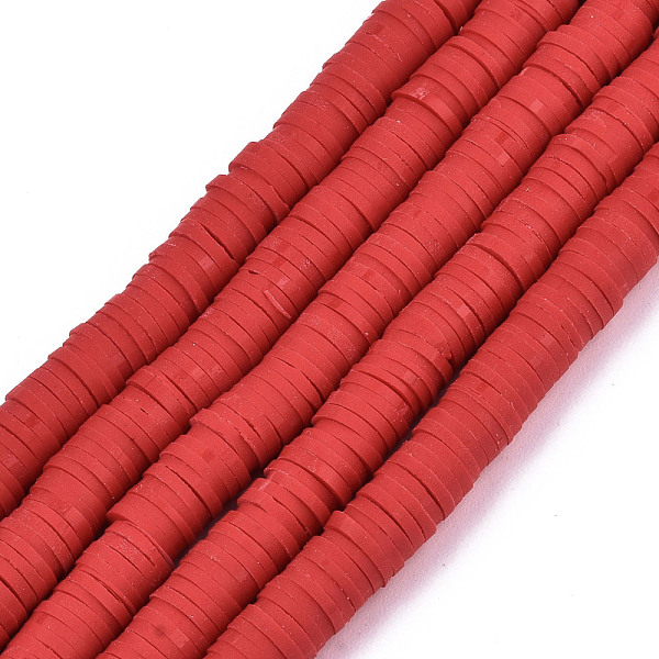 

PandaHall Handmade Polymer Clay Beads Strands, for DIY Jewelry Crafts Supplies, Heishi Beads, Disc/Flat Round, Red, 6x0.5~1mm, Hole: 1.8mm...