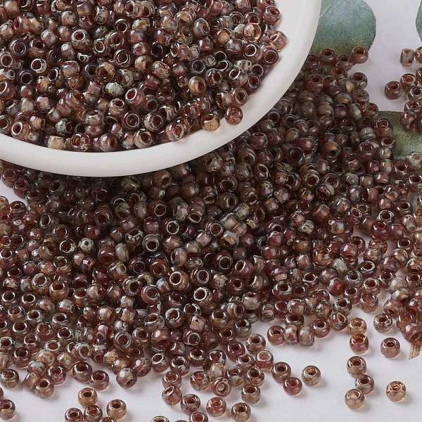 

PandaHall MIYUKI Round Rocailles Beads, Japanese Seed Beads, (RR4505) Transparent Light Smoky Topaz Picasso, 8/0, 3mm, Hole: 1mm, about..., Brown