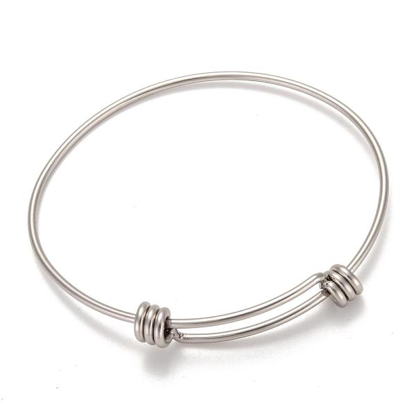 

PandaHall Adjustable 304 Stainless Steel Expandable Bangle Making, Stainless Steel Color, 55~57x63~65mm Stainless Steel