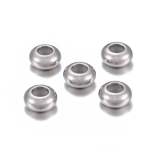 

PandaHall 202 Stainless Steel Beads, with Rubber Inside, Slider Beads, Stopper Beads, Rondelle, Stainless Steel Color, 8x4mm, Hole: 3.5mm...