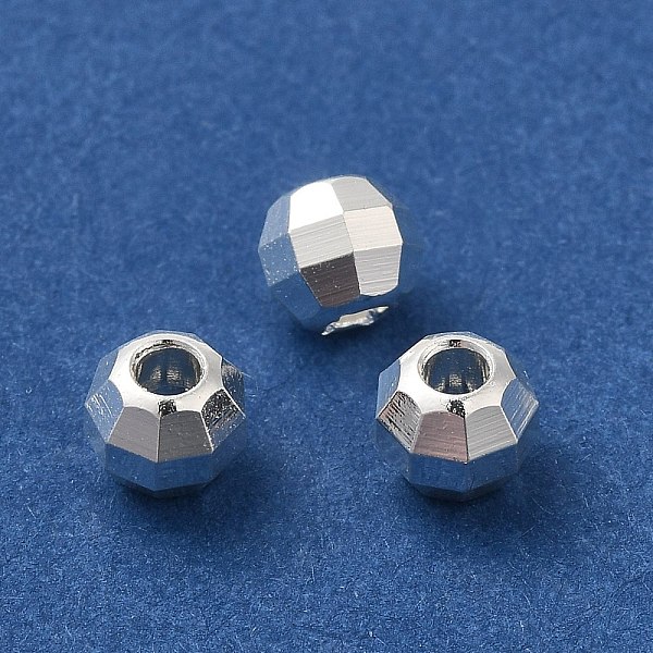 

PandaHall Brass Spacer Beads, Faceted, Barrel, 925 Sterling Silver Plated, 6x5mm, Hole: 2mm Brass Barrel