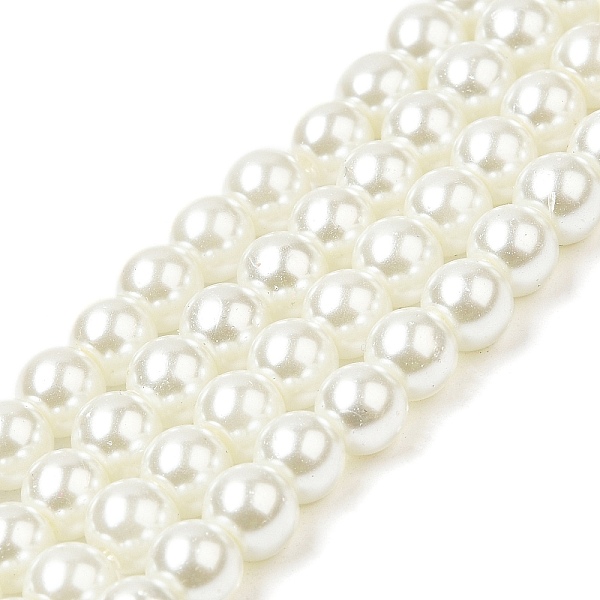 10 Stränge Backen Bemalte Perlmuttfarbene Glasperlen Runde Perlenstränge