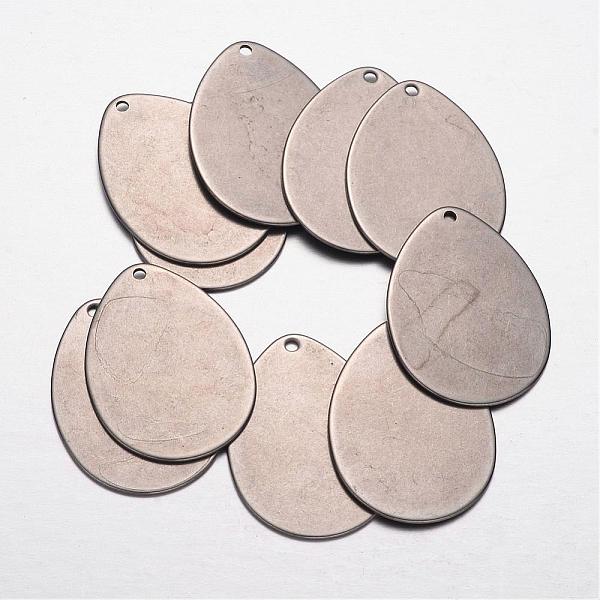 PandaHall 304 Stainless Steel Pendants, Stamping Blank Tag Pendants, teardrop, Stainless Steel Color, 29x21.5x1mm, Hole: 1.5mm 304 Stainless...