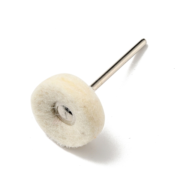 

PandaHall Multifunctional Flat Round Head Wool Felt Polishing Bits, Mandrel Mounted Grinding Buffing Accessories, with Iron Axis, for Metal..., White