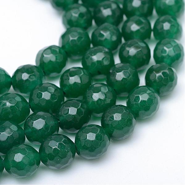 

PandaHall Natural White Jade Bead Strands, Dyed, Faceted, Round, Sea Green, 10~11mm, Hole: 1mm, about 37~39pcs/strand, 14.37~14.57 inch...