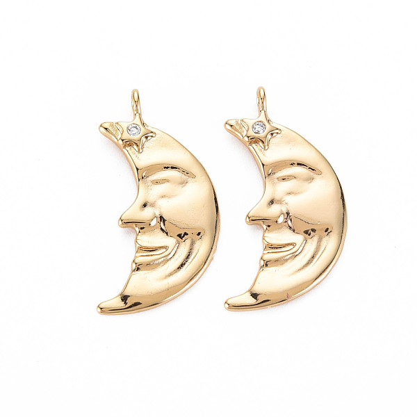Brass Micro Pave Clear Cubic Zirconia Pendants