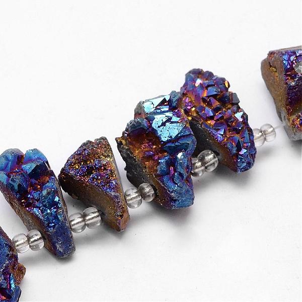 

PandaHall Electroplated Natural Agate Bead Strands, Druzy Agate, Nuggets, Dyed, Blue, 22~37x14~17x17~21mm, Hole: 1.5mm, about 8pcs/strand, 5...