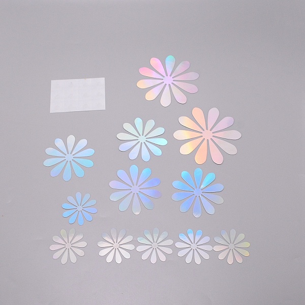 

PandaHall PVC Flower Wall Stickers, with Glue Stickers, for Home Decoration, Colorful, 6~12x0.2mm and 101x72mm Plastic Flower Silver