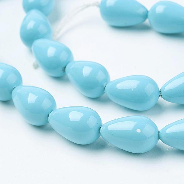 

PandaHall Shell Pearl Beads Strands, teardrop, Sky Blue, 12x8mm, Hole: 1mm, about 30pcs/strand, 15.5 inch Shell Pearl Teardrop Blue
