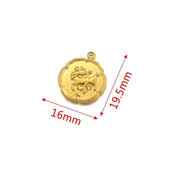 

PandaHall Stainless Steel Pendant, Golden, Flat Round with Constellation Charm, Sagittarius, 19.5x16mm Stainless Steel Sagittarius