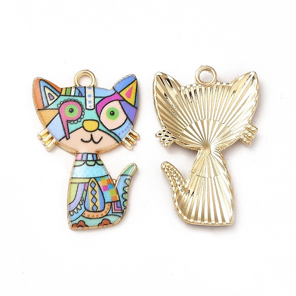 

PandaHall Alloy Enamel Pendants, Cadmium Free & Nickel Free & Lead Free, Golden, Cat Charms, Colorful, 30x19.5x2.5mm, Hole: 2.2mm...