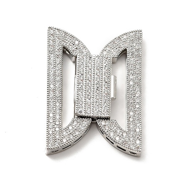 Brass Micro Pave Clear Cubic Zirconia Fold Over Clasps