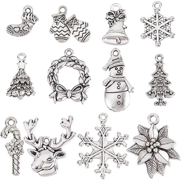 

PandaHall SUNNYCLUE 72Pcs 12 Style Tibetan Style Alloy Pendants, Lead Free & Cadmium Free, for Christmas, Mixed Shape, Antique Silver...