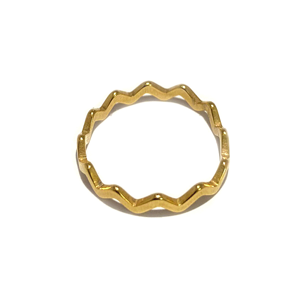 

PandaHall Ion Plating(IP) 201 Stainless Steel Wave Finger Ring for Women, Golden, US Size 6(16.5mm) 201 Stainless Steel