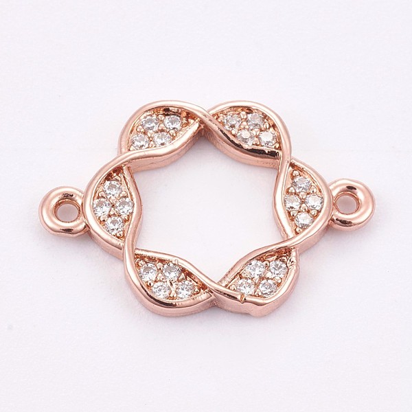 

PandaHall Brass Micro Pave Cubic Zirconia Links, Clear, Long-Lasting Plated, Flower, Rose Gold, 13x19x2mm, Hole: 1mm Brass+Cubic Zirconia...