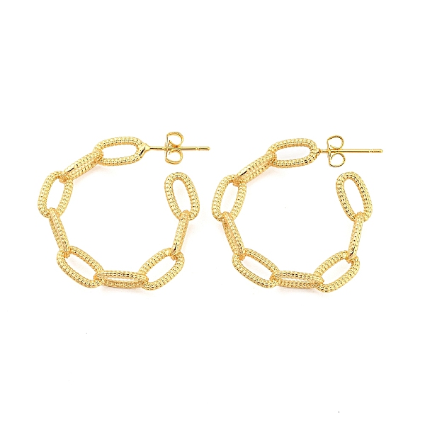 

PandaHall Rack Plating Brass Oval Stud Earrings, Half Hoop Earrings, Long-Lasting Plated, Cadmium Free & Lead Free, Real 18K Gold Plated...