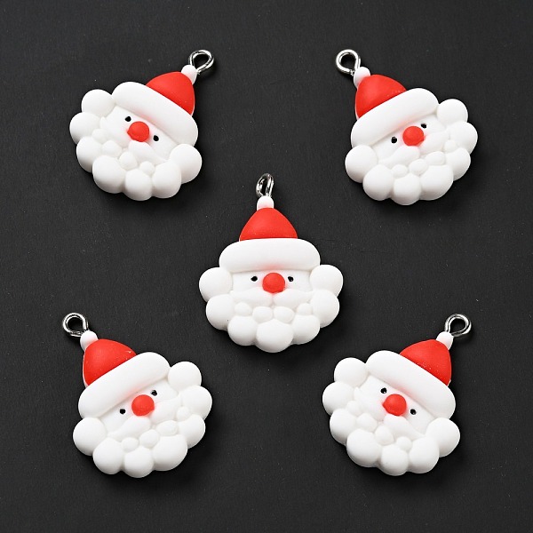

PandaHall Christmas Opaque Resin Pendants, with Platinum Tone Iron Loops, Santa Claus Charm, White, 30.5x22x7mm, Hole: 2x2.5mm Iron+Resin...