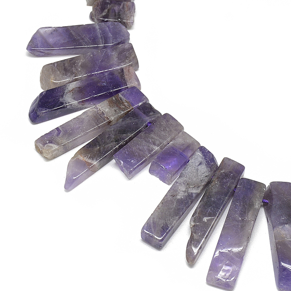 

PandaHall Natural Amethyst Beads Strands, Top Drilled Beads, Rectangle, Blue Violet, 19~67x8~11x4~9mm, Hole: 1mm, about 38~48pcs/strand..., Purple