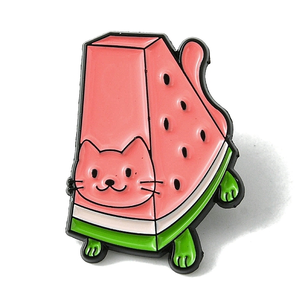 

PandaHall Black Alloy Brooches, Enamel Pins, for Backpack Cloth, Cat Shape, Watermelon, 29x21.5x1.5mm Alloy Watermelon