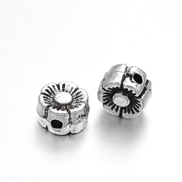 

PandaHall Plum Blossom Flower Tibetan Style Alloy Beads, Antique Silver, 6x3mm, Hole: 1mm Alloy Flower