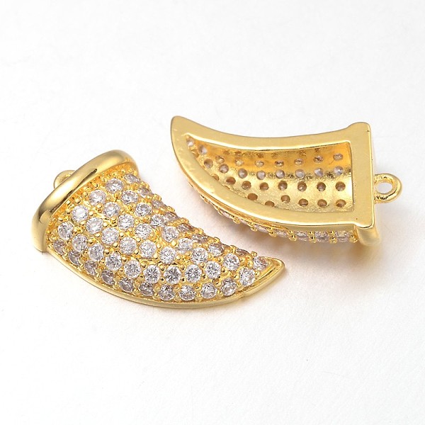 Italian Horn Brass Micro Pave Cubic Zirconia Charms