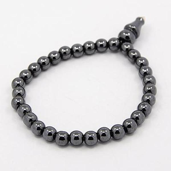 

PandaHall Fashionable Magnetic Synthetic Hematite Stretchy Buddha Bracelets, Black, 61mm Hematite Black