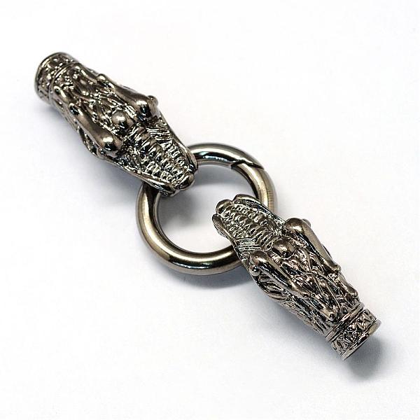 

PandaHall Alloy Spring Gate Rings, O Rings, with Cord Ends, Dragon, Gunmetal, 6 Gauge, 80mm Alloy