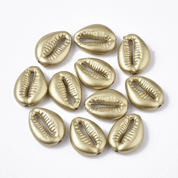 

PandaHall Spray Painted Acrylic Beads, Matte Style, Cowrie Shell, Goldenrod, 13.5x5.5mm, Hole: 1.8mm Acrylic Shell Shape Gold