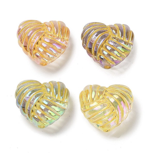 

PandaHall UV Plating Rainbow Iridescent Acrylic Beads, Golden Metal Enlaced, Heart, Mixed Color, 20x22x11.5mm, Hole: 2.7mm Acrylic Heart..., Multicolor