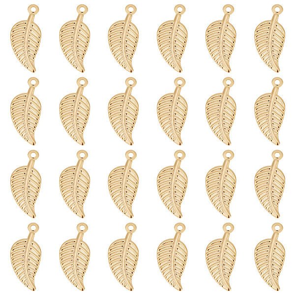 

PandaHall Unicraftale 304 Stainless Steel Charms, Leaf, Golden, 14.5x6x1mm, Hole: 1.2mm, 60pcs/box Stainless Steel Leaf